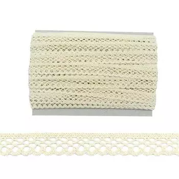 50-4825/ Тесьма вязаная ажур х/б 18мм *25м одност. (02 беж)