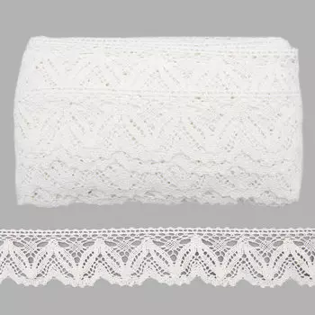 50-4848/ Тесьма вязаная ажур х/б 60мм*25м одностор. (01 белый)