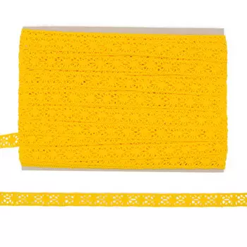 50-7241/01 Тесьма вязаная ажур х/б 15мм* двухстор. (1360 желтый)