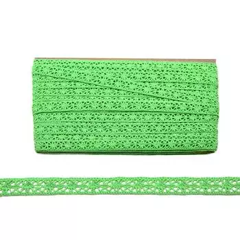 50-7241/01 Тесьма вязаная ажур х/б 15мм* двухстор. (6130 салат)