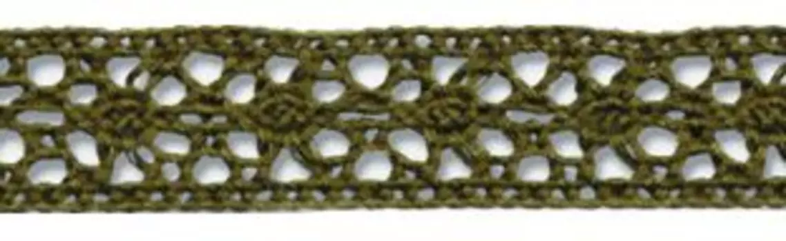 50-7241/01 Тесьма вязаная ажур х/б 15мм* двухстор. (6890 темно-оливковый)