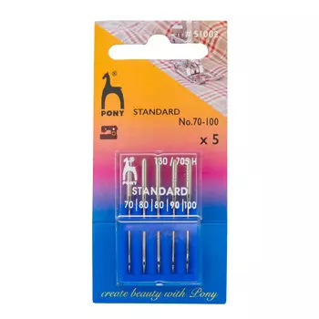 51002 Иглы машинные стандарт, № 70-100, 5 шт PONY