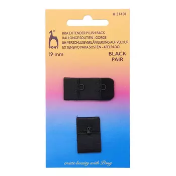 51401 Застежка для бюстгальтера 2*1, 19мм, черный PONY