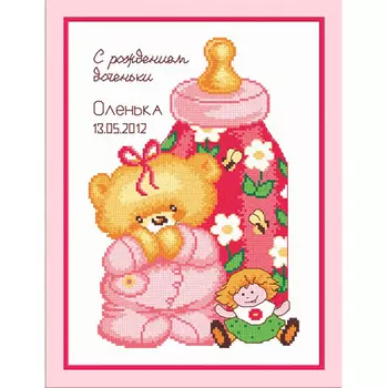 514 Набор для вышивания 'Овен' 'Метрика с куклой', 17*25 см