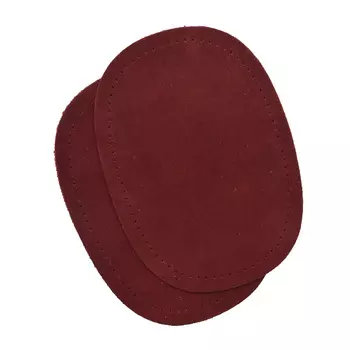 5216 Заплатка из замши овал средний 10*14см с перфорацией, с тупыми краями, 2шт в уп., 100% кожа (31 бордовый)