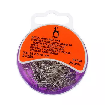 52801 Булавки-гвоздики наметочные 0,70мм/26мм, латунь, 25г PONY