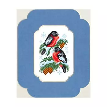 52/БП Набор для вышивания с бисером и паспарту 'Матренин посад' 'Снегири', 13*18 см