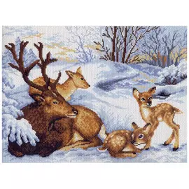 543 Канва с рисунком Матренин посад 'Олени' 33*45 см (37*49 см)
