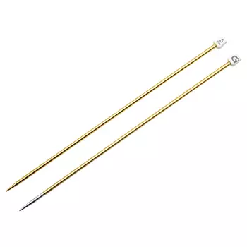 54403/06 Спицы вязальные прямые со съемным наконечником 5,00мм*35см, алюм., цв.золото, 2шт PONY