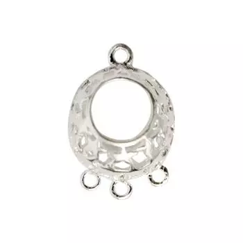 54-P370 Разделитель декоративный на 3 нити,11,5*8,5 мм, упак./4 шт., 'Астра' (серебро)