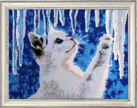 570 Набор для вышивания бисером'Котенок и сосульки' 27*35см