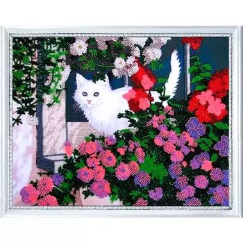 577 Набор для вышивания бисером 'Белый и пушистый'25*32см