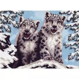 581 Канва с рисунком 'Матренин посад' 'Белоснежные барсы', 37*49 см
