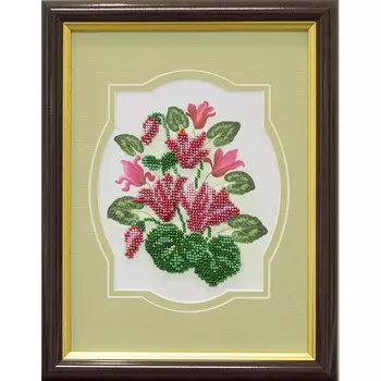 58/БП Набор для вышивания с бисером и паспарту 'Матренин посад' 'Цикламен', 24*26 см