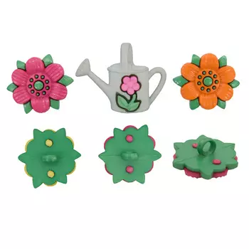 5938, Пуговицы-фигурки. Цветы и лейка Dress