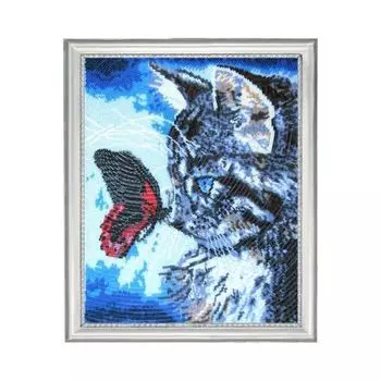 596 Набор для вышивания бисером Butterfly 'Котенок и бабочка', 33*27 см