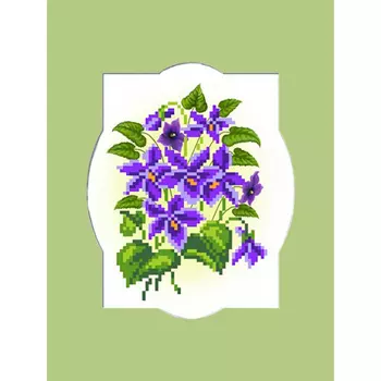 59/БП Набор для вышивания с бисером и паспарту 'Матренин посад' 'Фиалка', 24*26 см