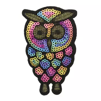 5AS-232 Термоаппликация 'Сова' из пайеток 9х5,5см