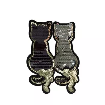 5AS-290 Термоаппликация 'Кошка' из пайеток 13х5см