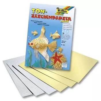 601 Бумага под металл, золото и серебро, 130 г/м², А4, упак./10 листов, Folia