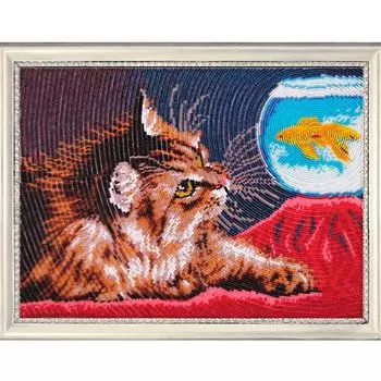 604 Набор для вышивания бисером Butterfly 'Котенок и золотая рыбка', 26*35 см