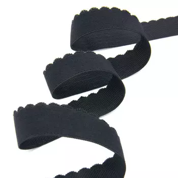 605/25А Лента эластичная декоративная 2,5см*25м (черный)