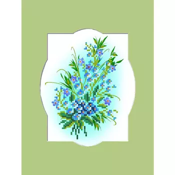 60/БП Набор для вышивания с бисером и паспарту 'Матренин посад' 'Незабудки', 24*26 см