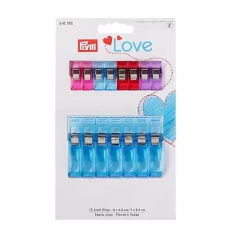 610182 Клипсы для работы с тканями Prym Love 8шт*2,6см+7шт*5,5см, Prym