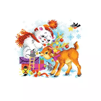 6108 Набор для вышивания счетным крестом Матренин посад 'Новогодний переполох' 28*34см