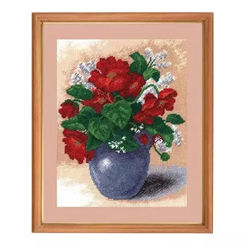 610 Набор для вышивания Hobby&amp;Pro 'Букет в синей вазе', 21*27 см