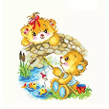 6110 Набор для вышивания счетным крестом Матренин посад 'Весёлая рыбалка' 20*20см