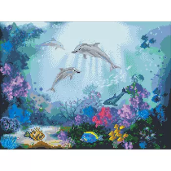 6118 Набор для вышивания счетным крестом Матренин посад 'Дружба дельфинов' 40*55см