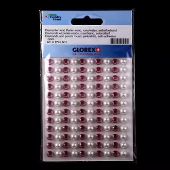 61242651 Стразы круглые 6мм розовые / белые, 120 штук Glorex