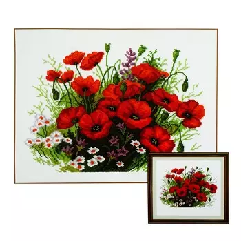 615 Набор для вышивания Hobby&amp;Pro 'Букет маков', 31*21 см