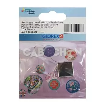 61633002 Подвеска квадратная Cabochon, серебристый цвет, 20x20мм Glorex