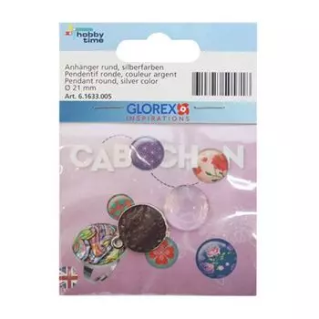 61633005 Подвеска круглая Cabochon, серебристый цвет, d 21мм Glorex