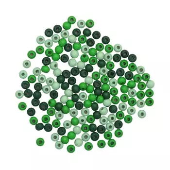 61651055 Бусины дерево, зеленый микс, 4 мм, упак./155 шт., Glorex