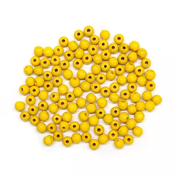 61652003 Бусины деревянные, желтый, 6 мм, упак./118 шт., Glorex
