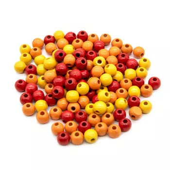 61652050 Бусины дерево, оранжевый микс, 6 мм, упак./118 шт., Glorex