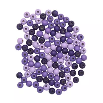 61652052 Бусины дерево, лиловый микс, 6 мм, 118 шт., Glorex