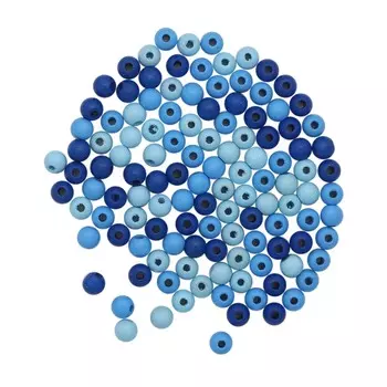 61652053 Бусины дерево, голубой микс, 6 мм, упак./118 шт., Glorex