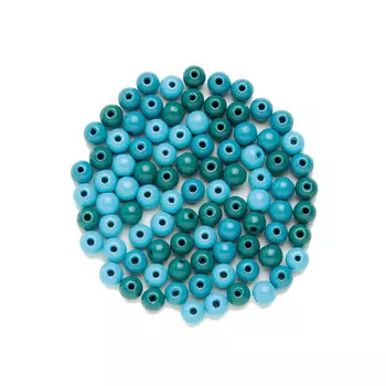 61652054 Бусины деревянные, бирюзовый микс, 6 мм, упак./118 шт., Glorex