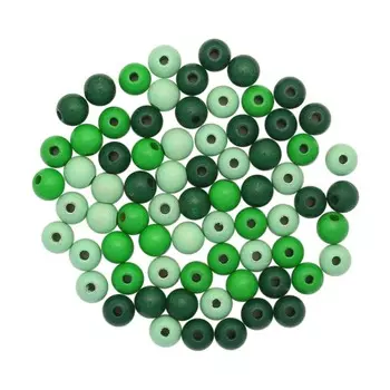 61653055 Бусины дерево, зеленый микс, 8 мм, упак./80 шт., Glorex