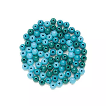 61654054 Бусины деревянные, бирюзовый микс, 10 мм, упак./47 шт., Glorex