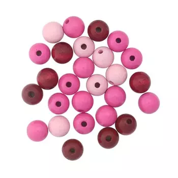 61655051 Бусины дерево, розовый микс ,12 мм, упак./28 шт., Glorex