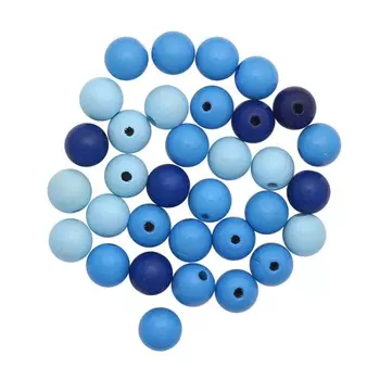 61655053 Бусины дерево, голубой микс ,12 мм, упак./28 шт., Glorex