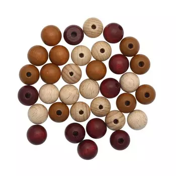 61655056 Бусины дерево, коричневый микс ,12 мм, упак./28 шт., Glorex