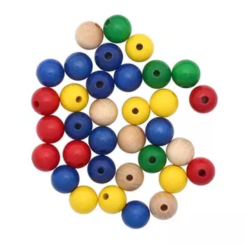 61655057 Бусины дерево, мультиколор,12 мм, упак./28 шт., Glorex