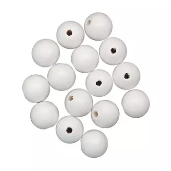 61656002 Бусины дерево, белый, 15 мм, упак./14 шт., Glorex