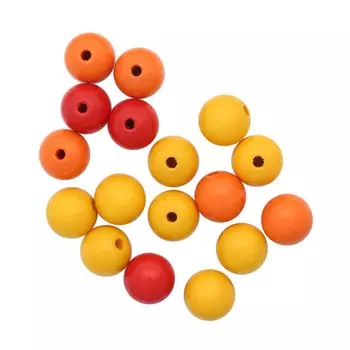 61656050 Бусины дерево, оранжевый микс, 15 мм, упак./14 шт., Glorex